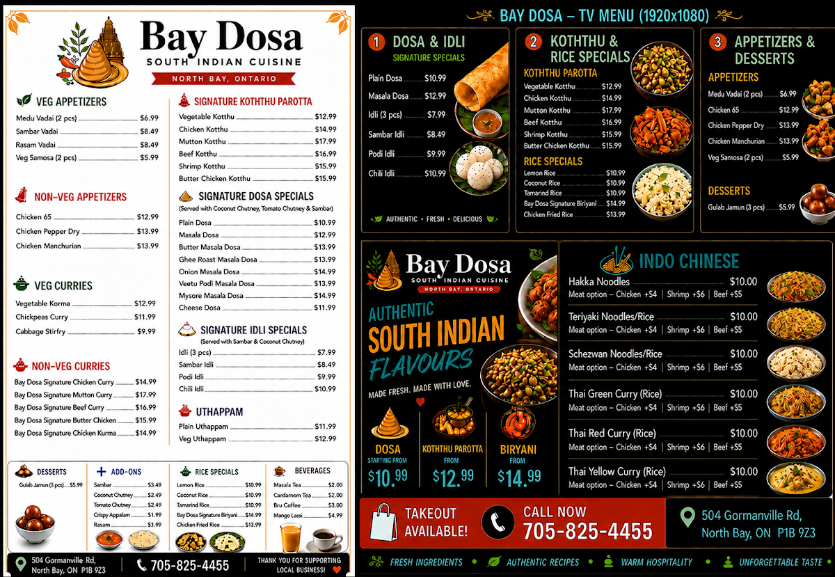 Menu, Bay Dosa