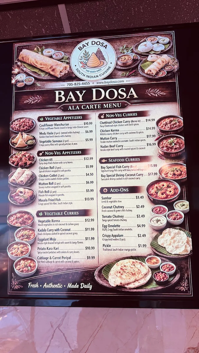 Menu, Bay Dosa
