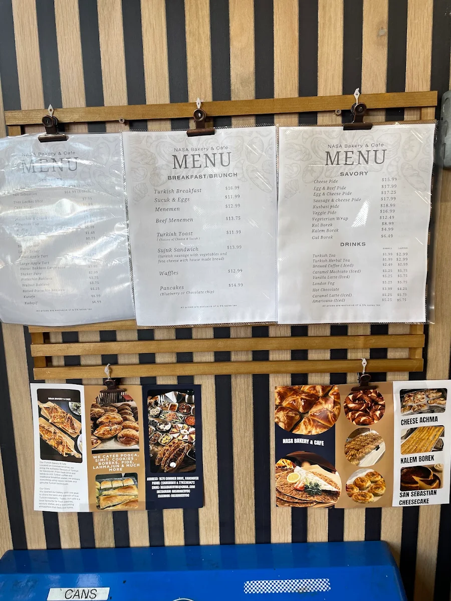 Menu, Nasa Bakery & Cafe
