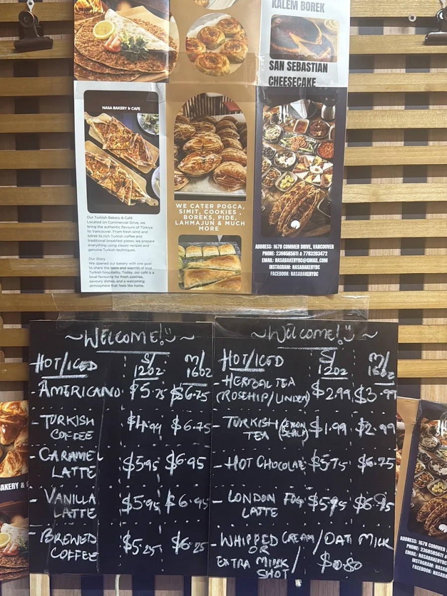 Menu, Nasa Bakery & Cafe
