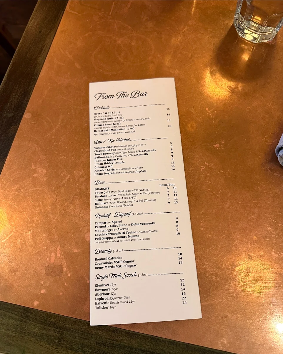 Menu, Union
