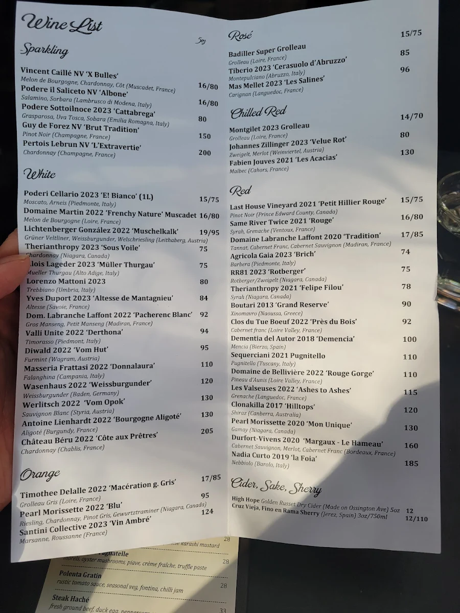 Menu, Union