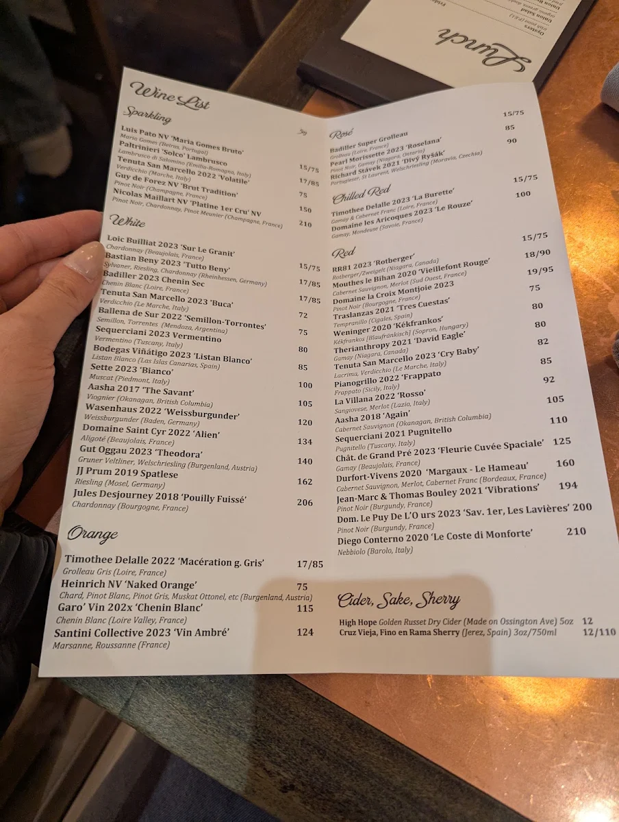 Menu, Union