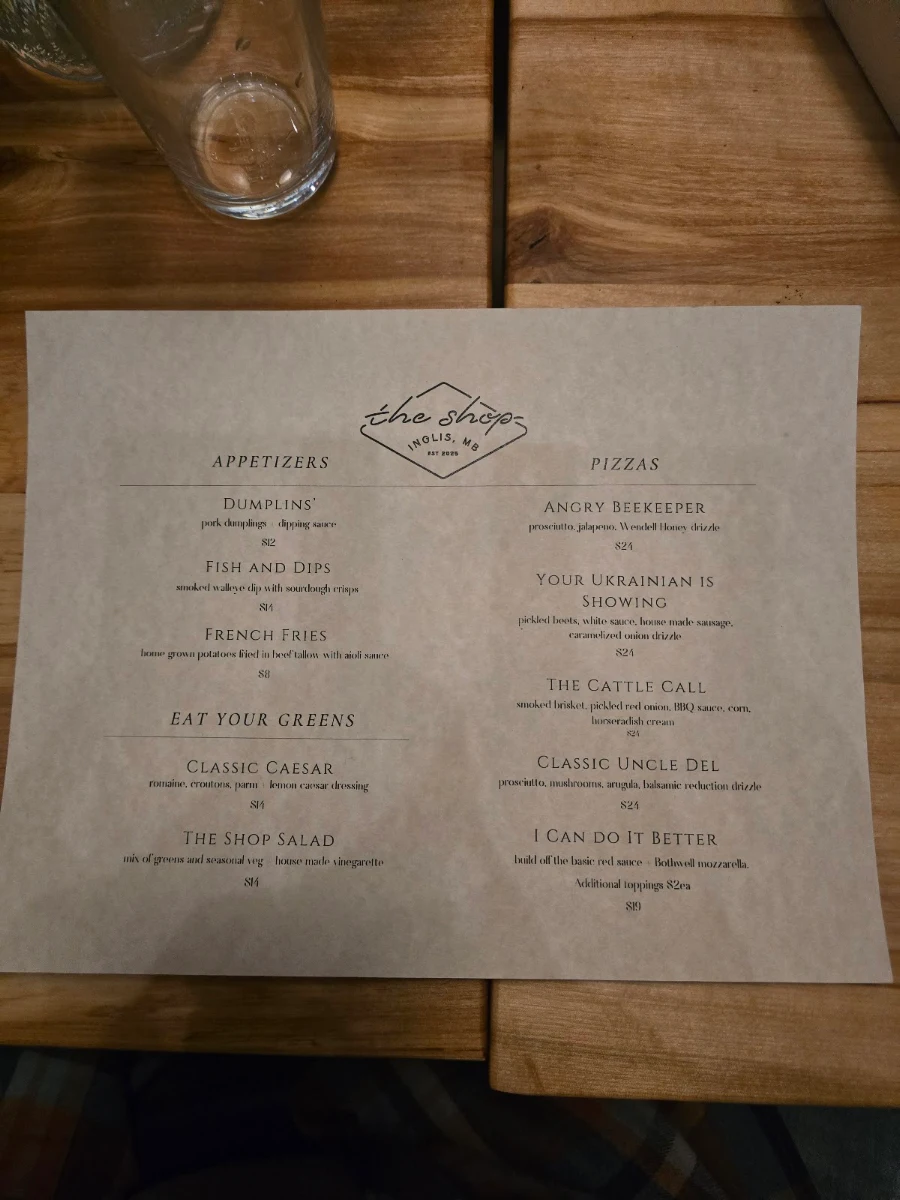 Menu, The Shop