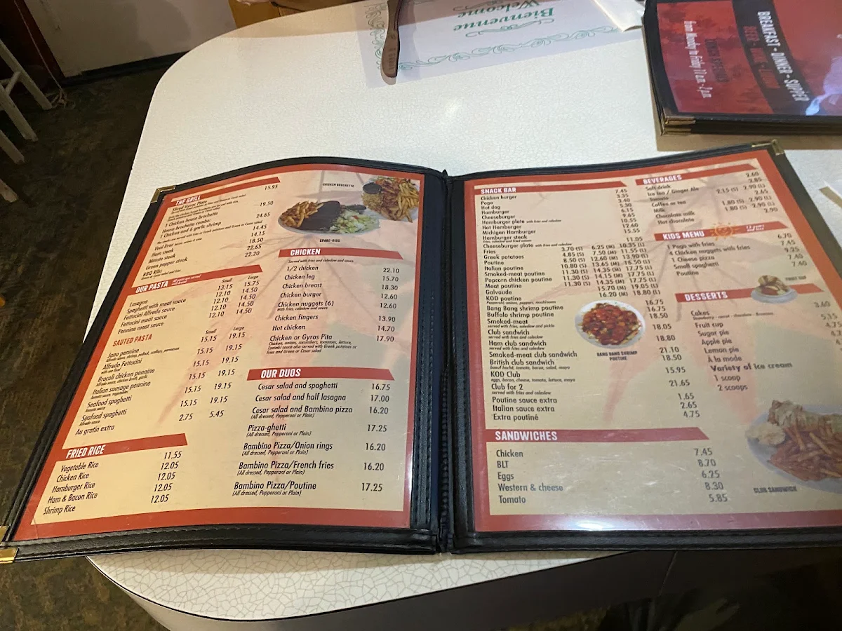 Menu, Restaurant des Érables