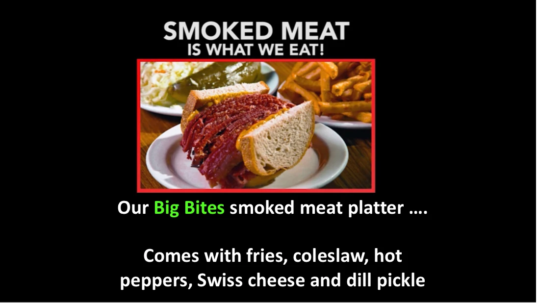 Menu, Big Bites Kingston