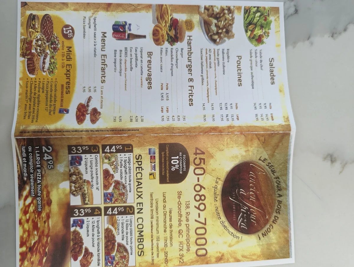 Menu, Ancien Four A Pizza