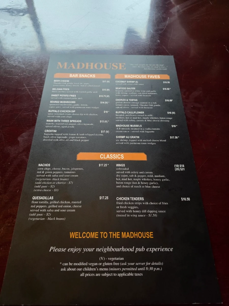 Menu, Madhouse