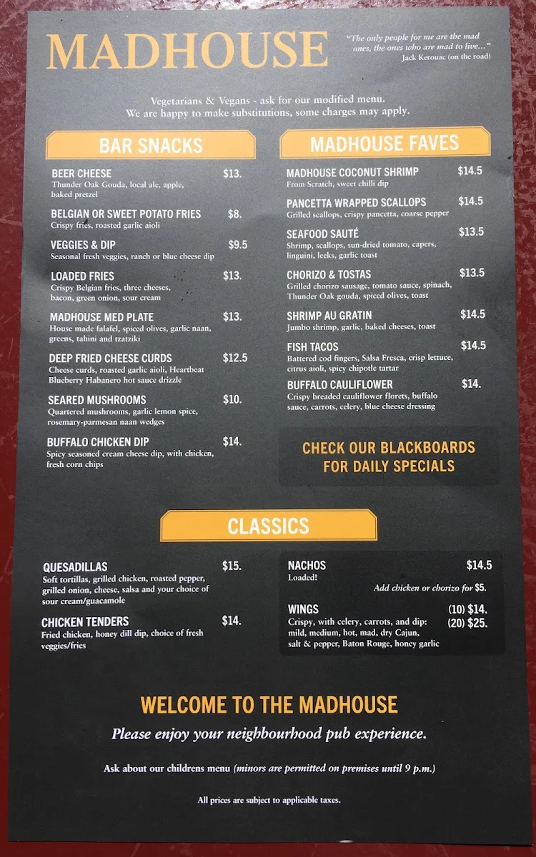 Menu, Madhouse