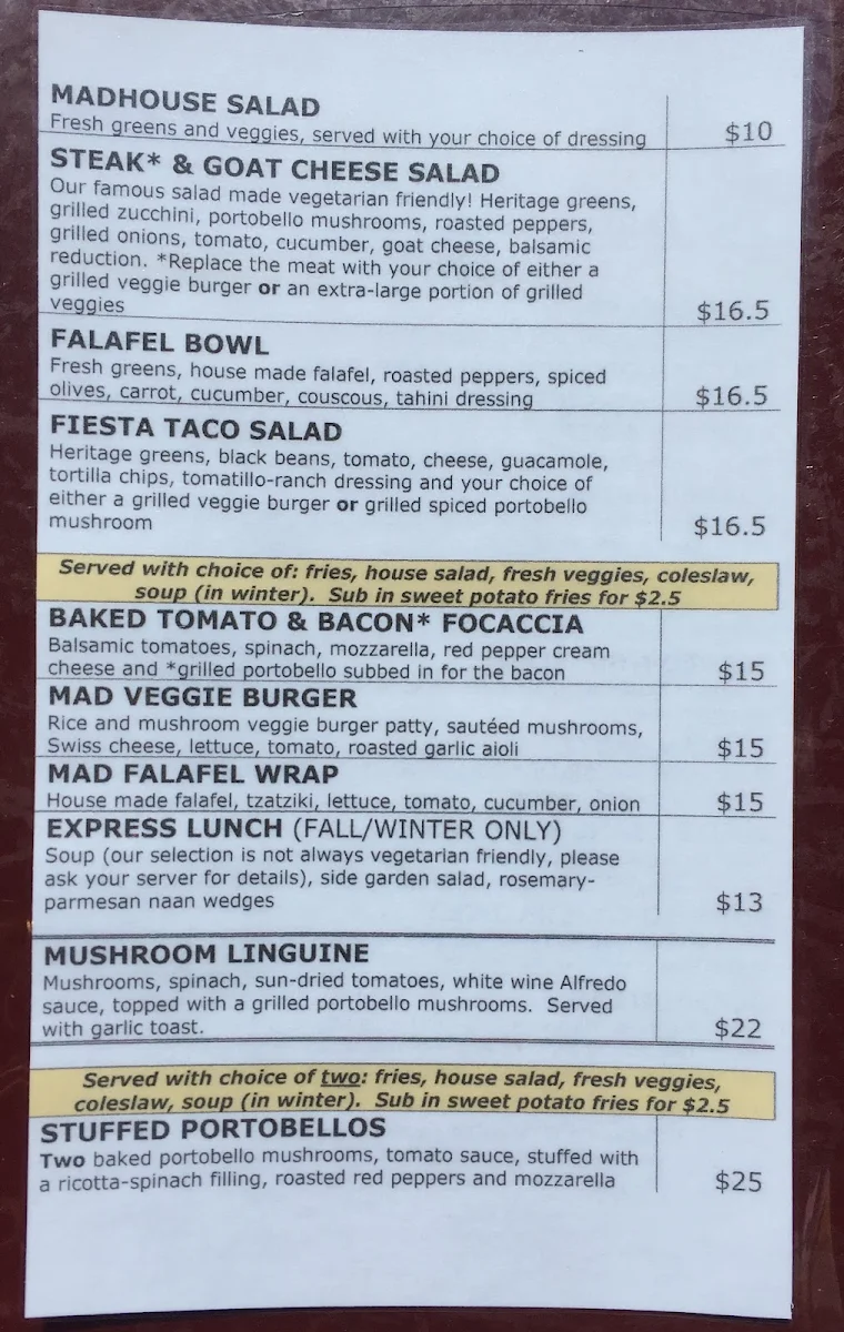 Menu, Madhouse