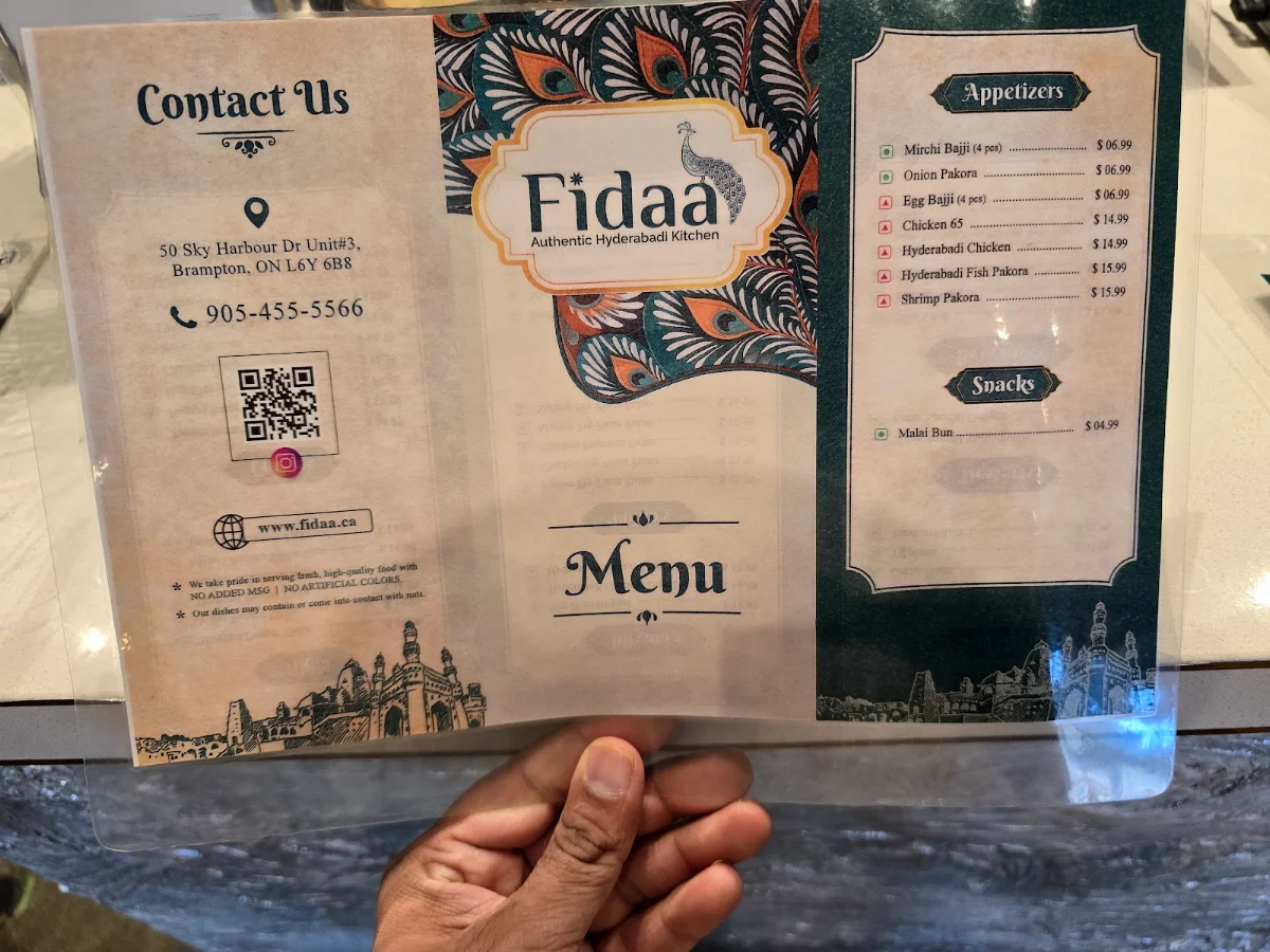 Menu, Fidaa Authentic Hyderabadi Kitchen