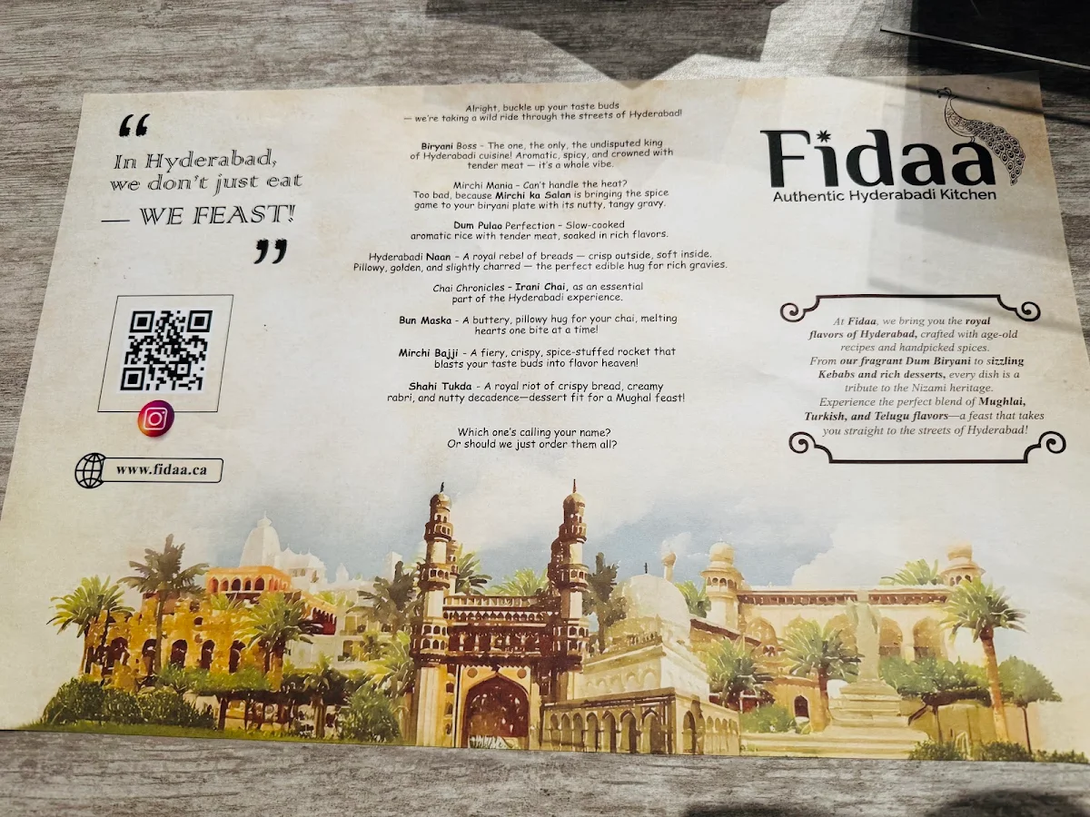 Menu, Fidaa Authentic Hyderabadi Kitchen