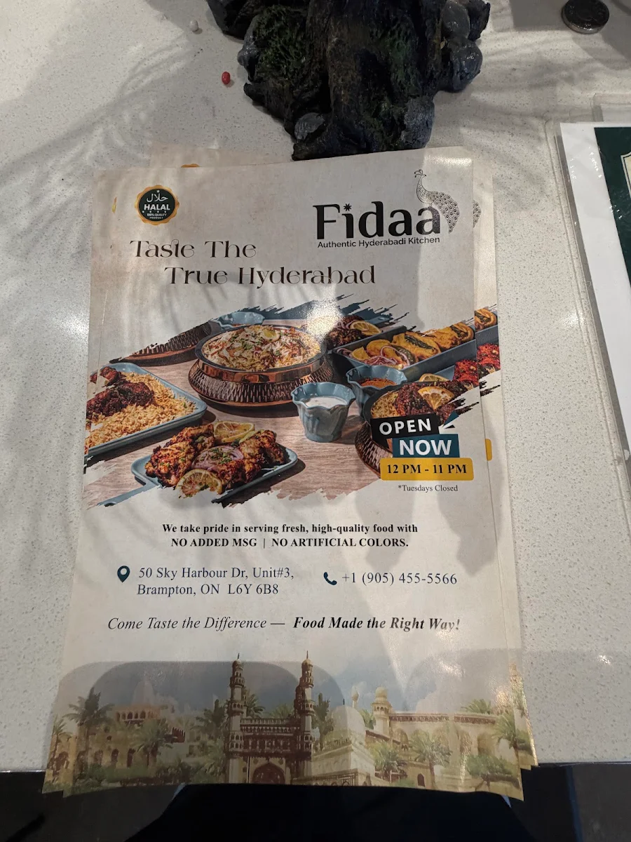 Menu, Fidaa Authentic Hyderabadi Kitchen