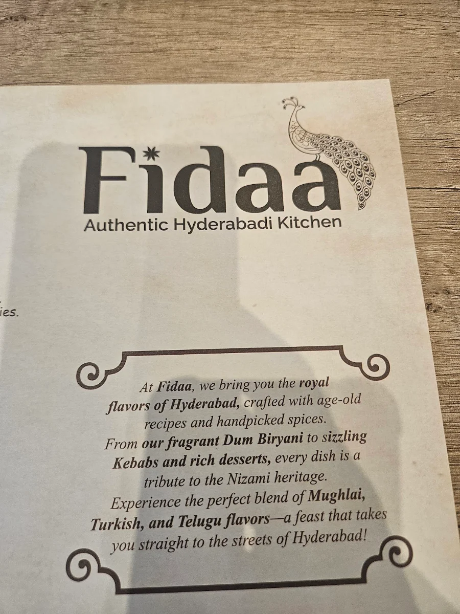 Menu, Fidaa Authentic Hyderabadi Kitchen