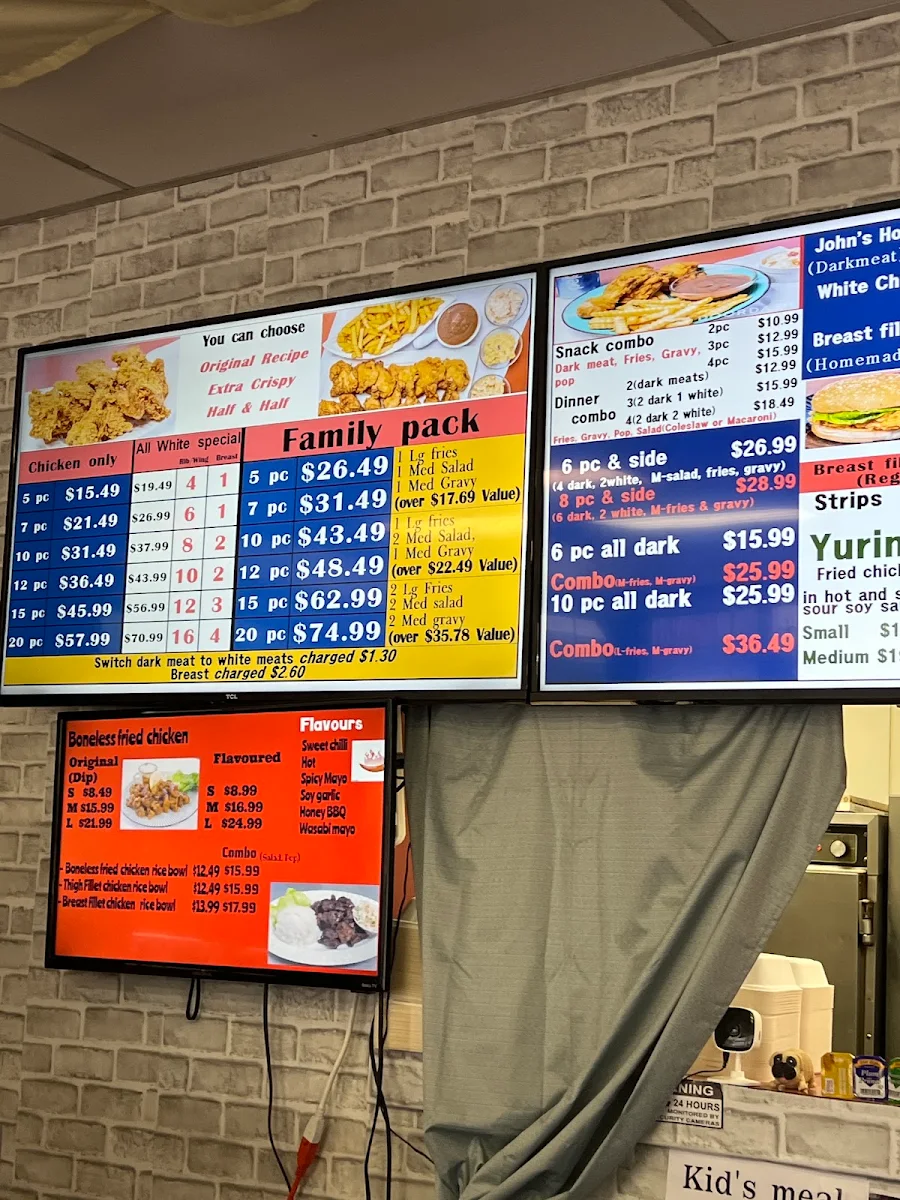 Menu, John's Fried Chicken Chilliwack