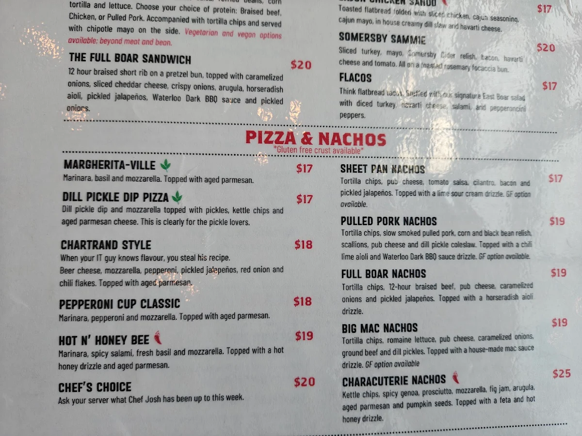 Menu, Waterloo Brewing Taphouse