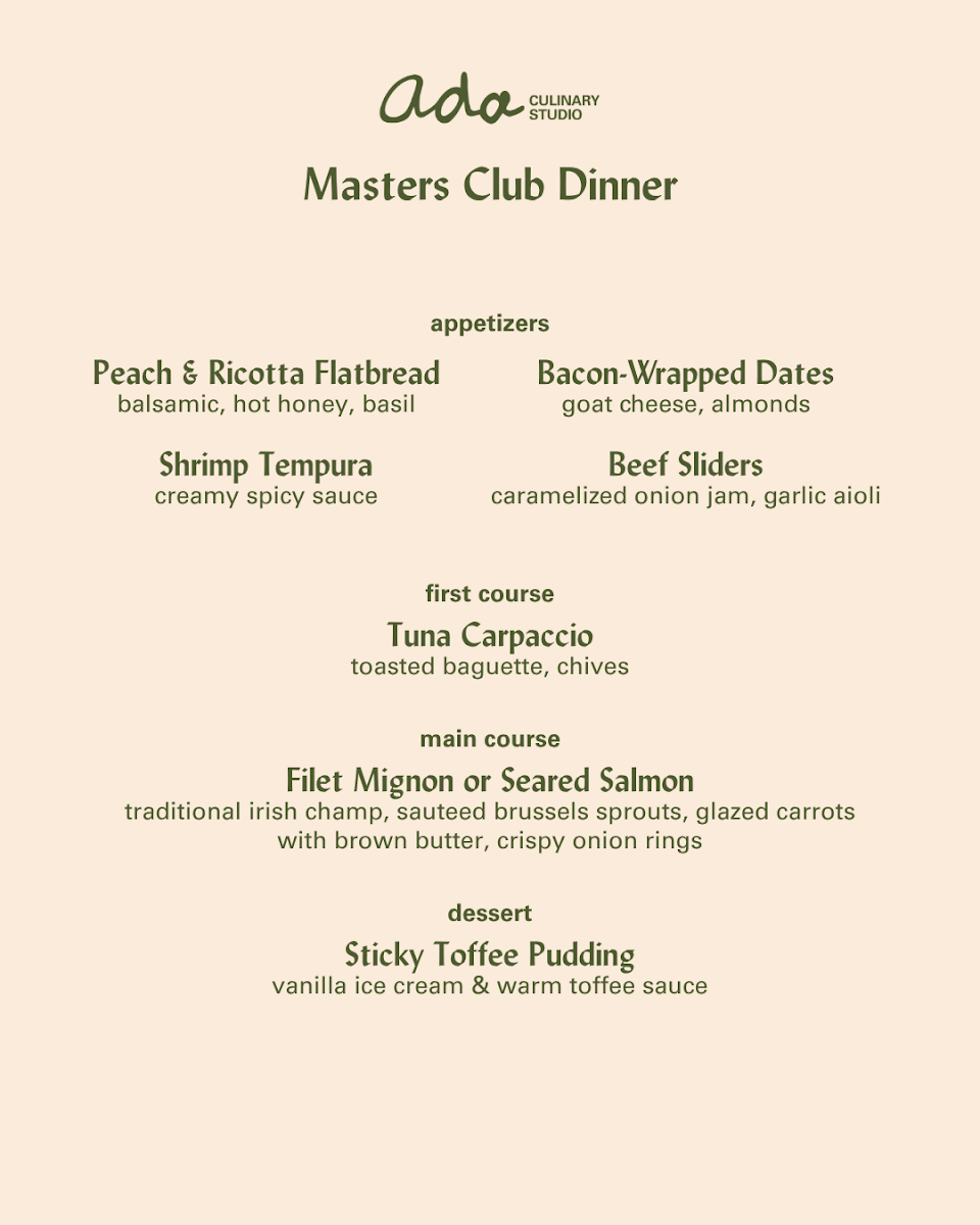 Menu, Ada Culinary Studio and Grab and Go