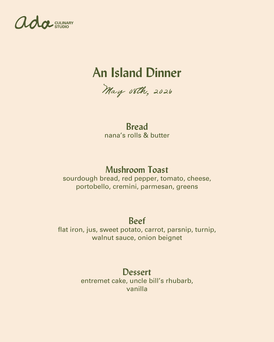 Menu, Ada Culinary Studio and Grab and Go