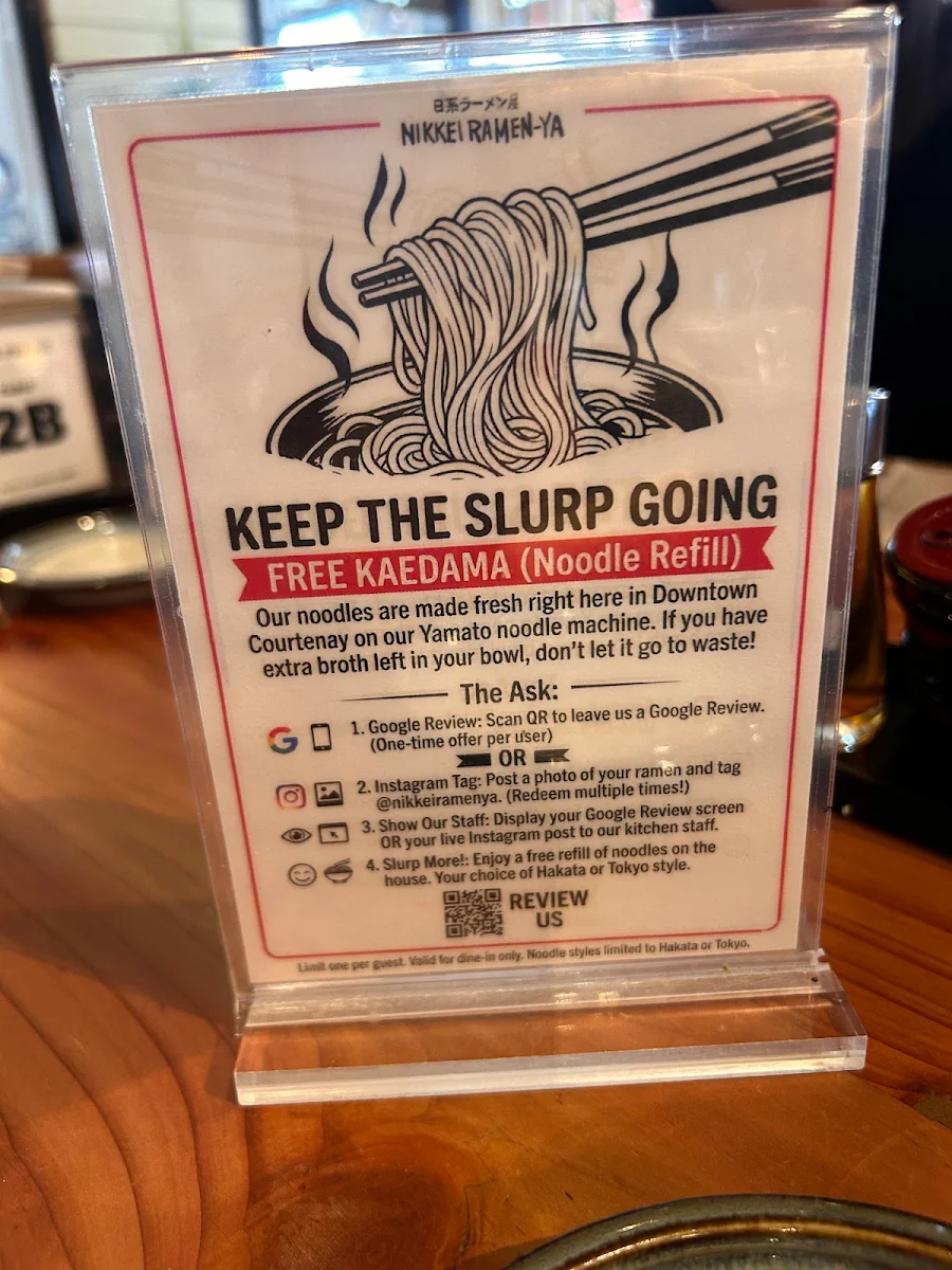 Menu, Nikkei Ramen-ya