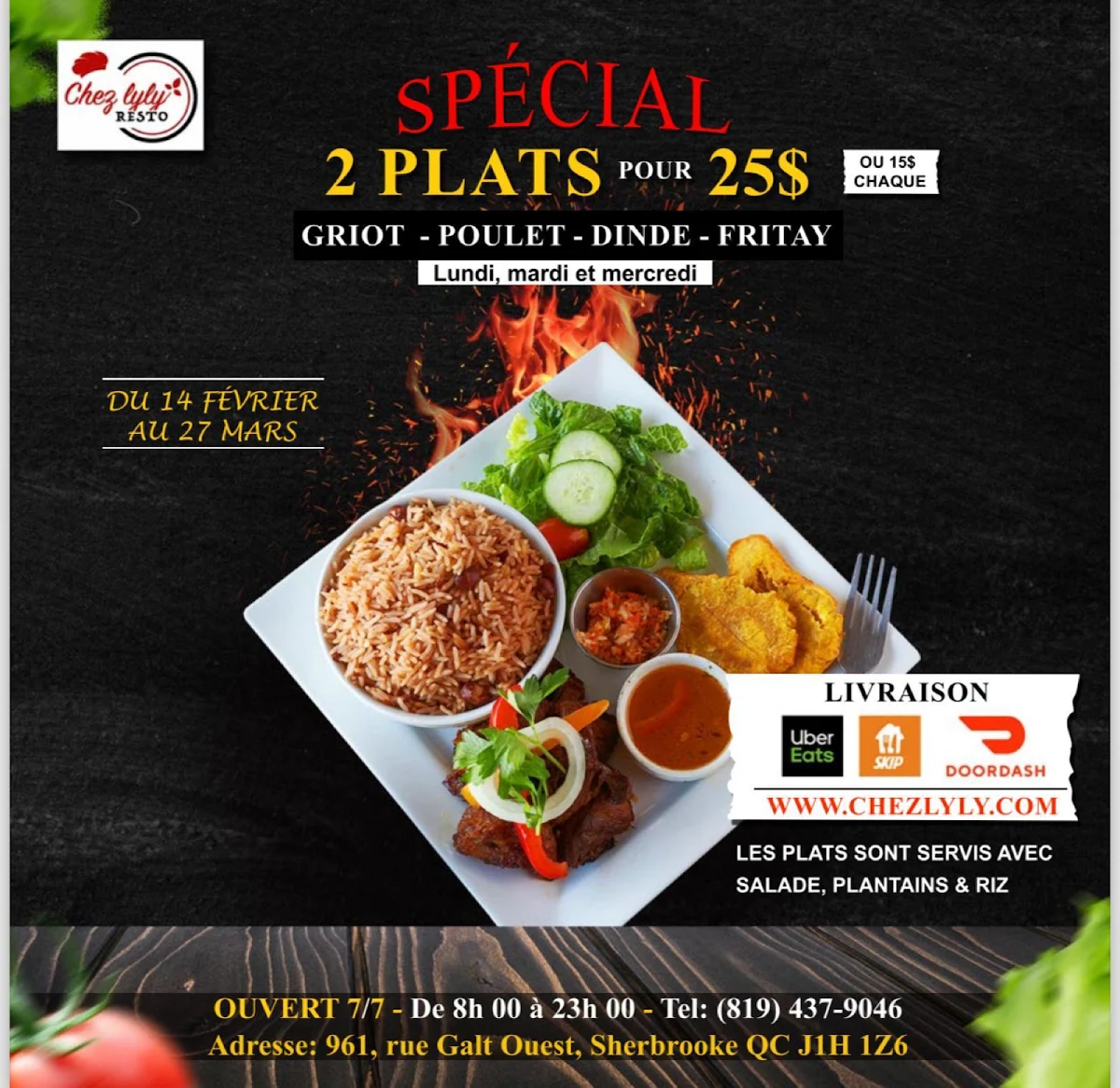 Menu, Chez Lyly resto