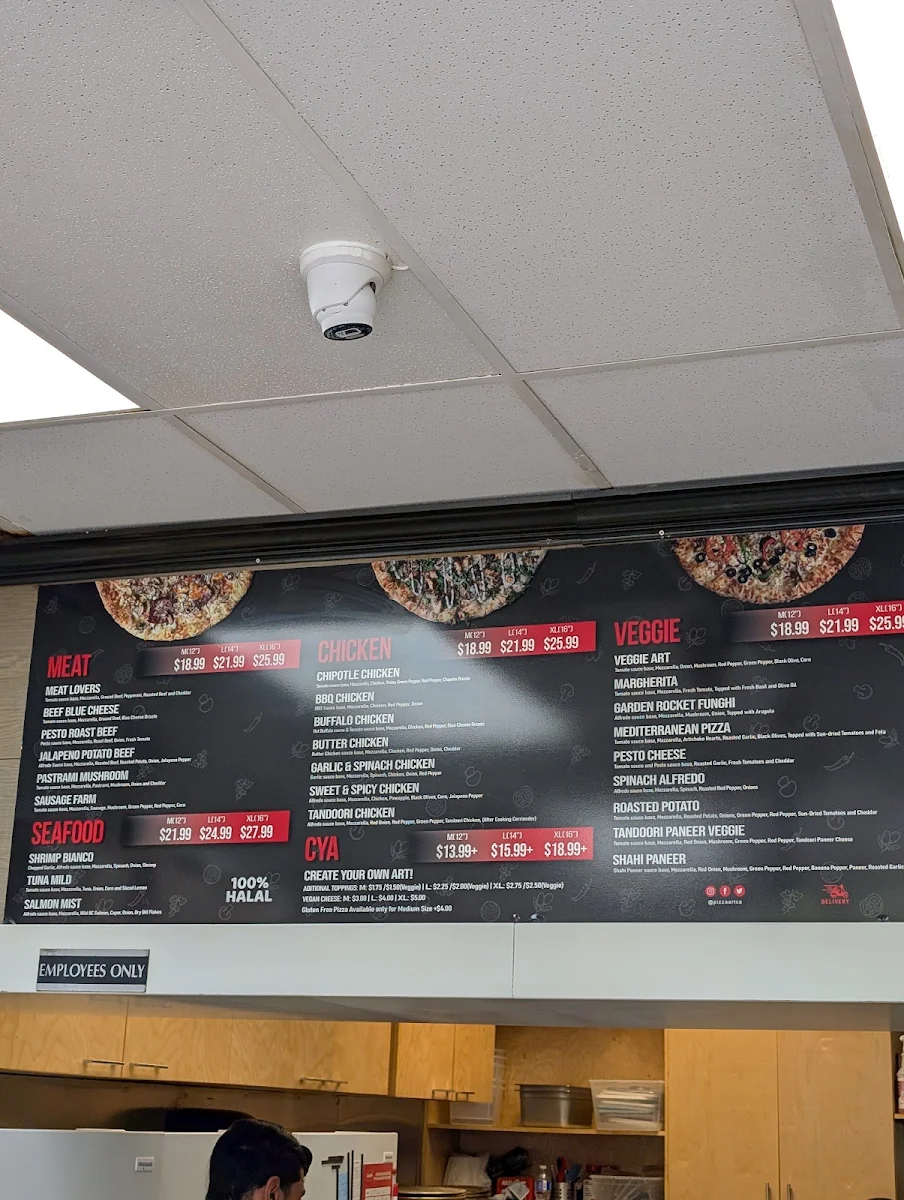 Menu, Pizza Art- BURNABY