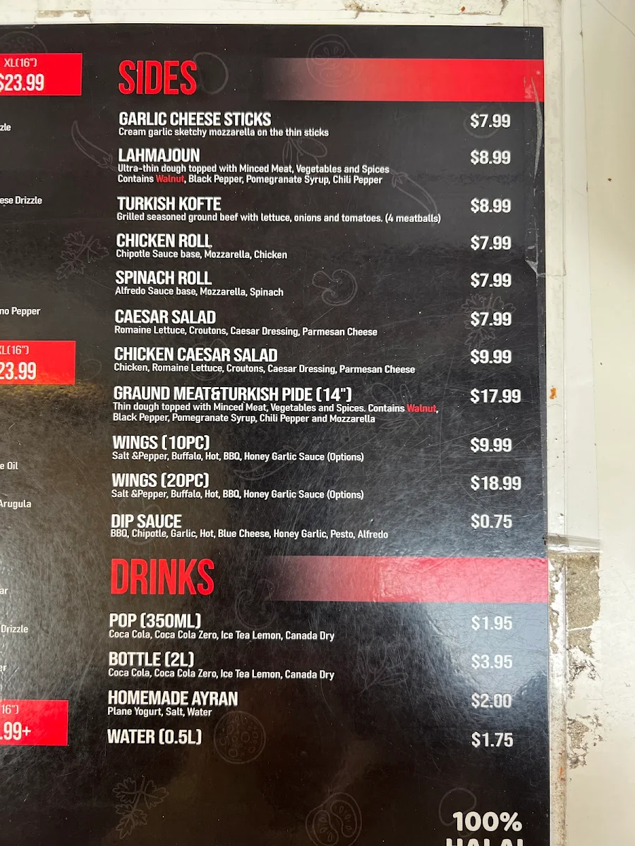Menu, Pizza Art- BURNABY