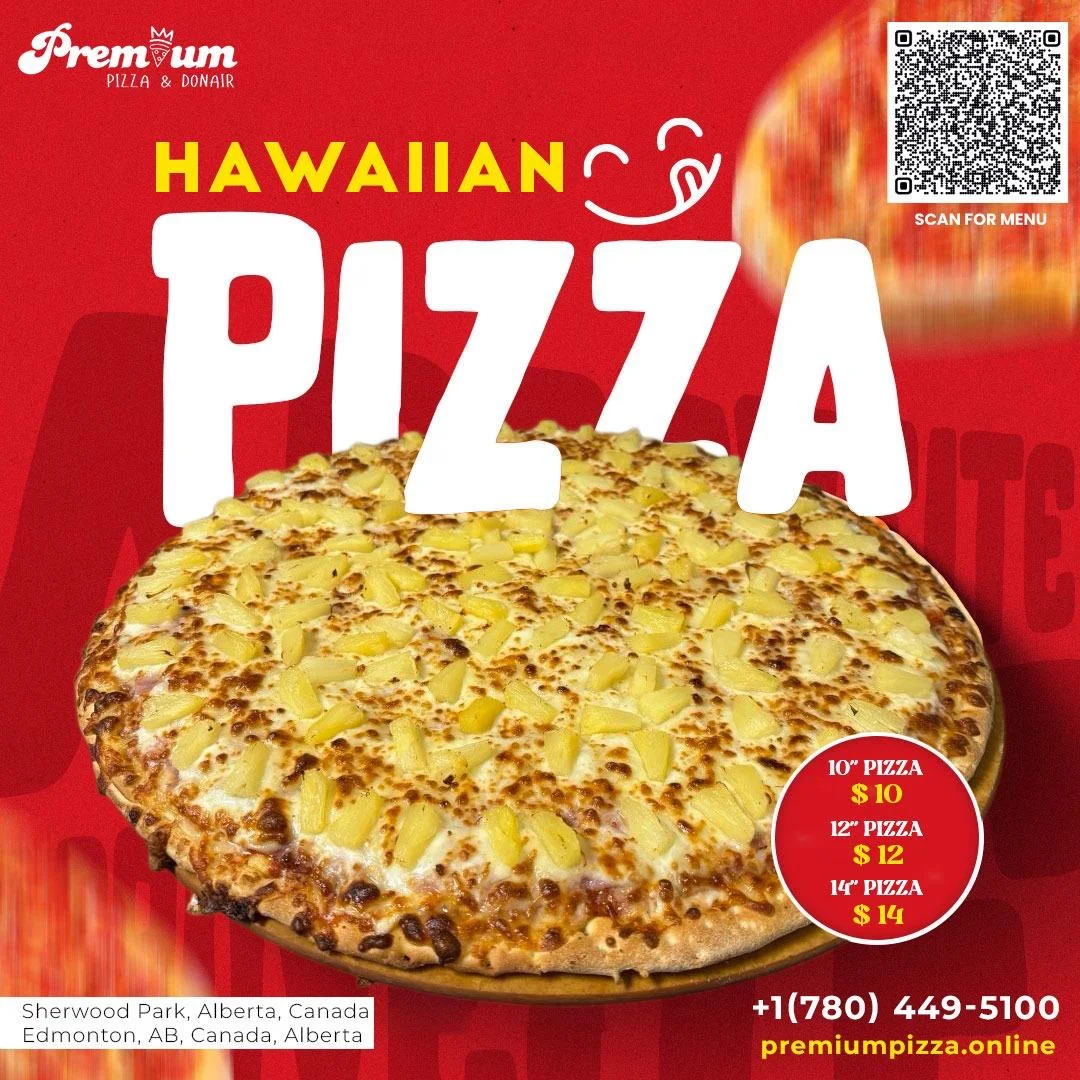Menu, Premium Pizza & Donair