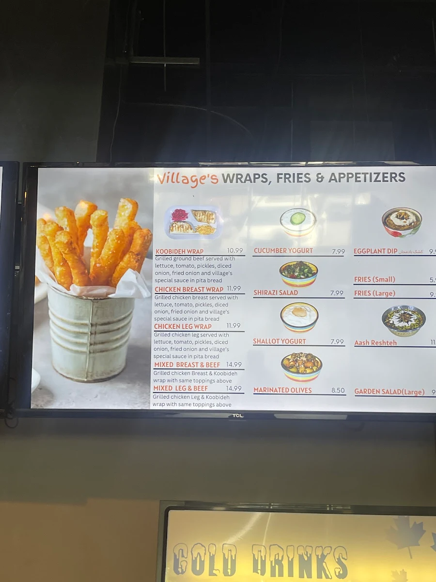 Menu, Iran Zamin Restaurant