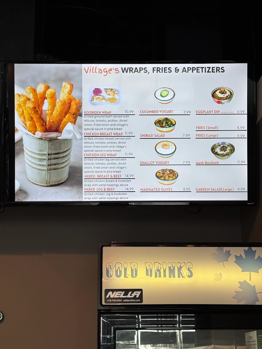 Menu, Iran Zamin Restaurant