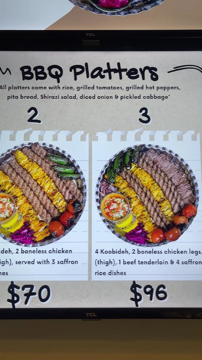 Menu, Iran Zamin Restaurant
