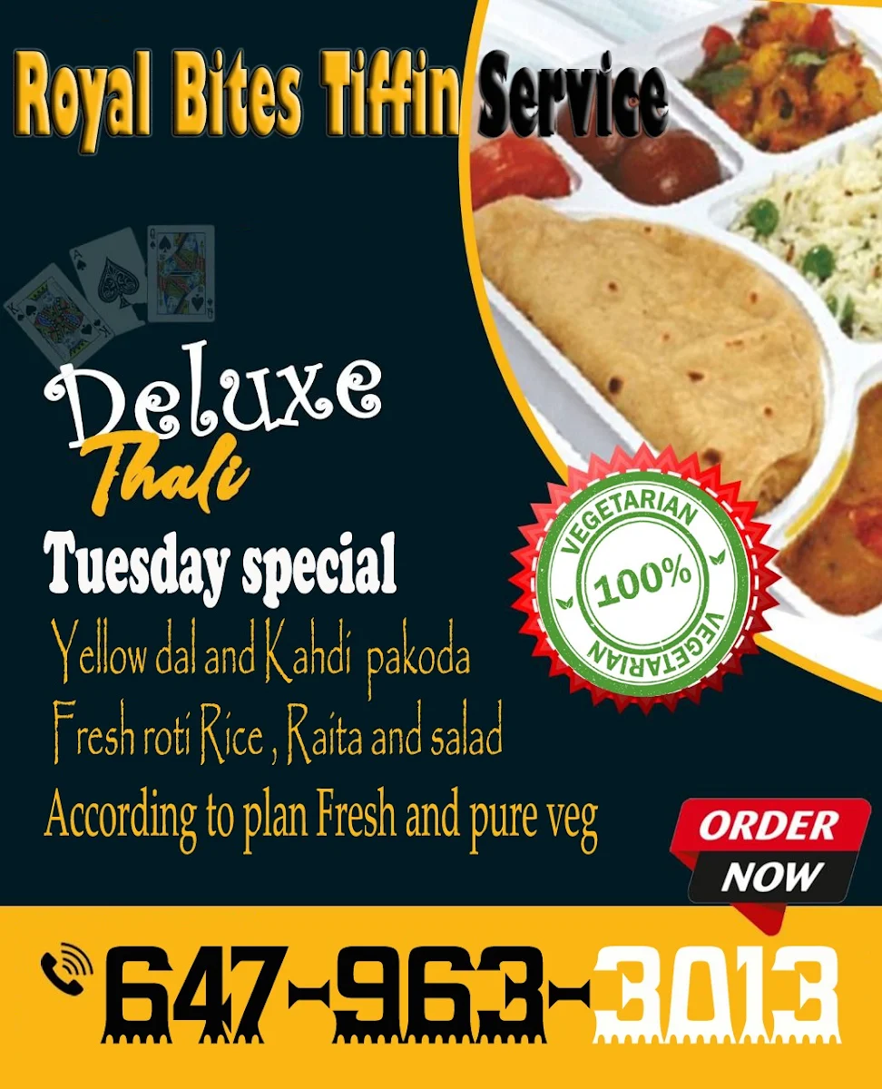 Menu, Royalbites tiffin service