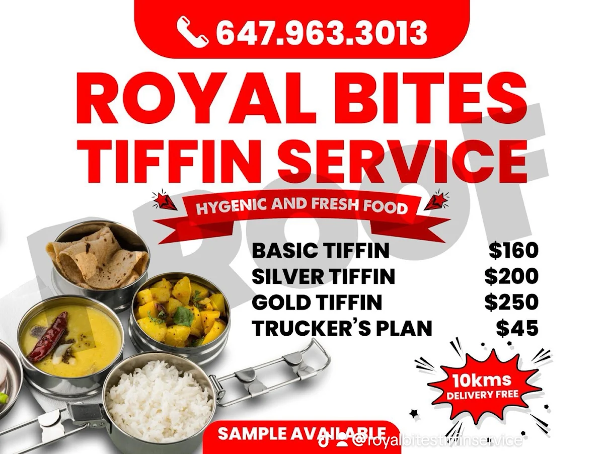 Menu, Royalbites tiffin service