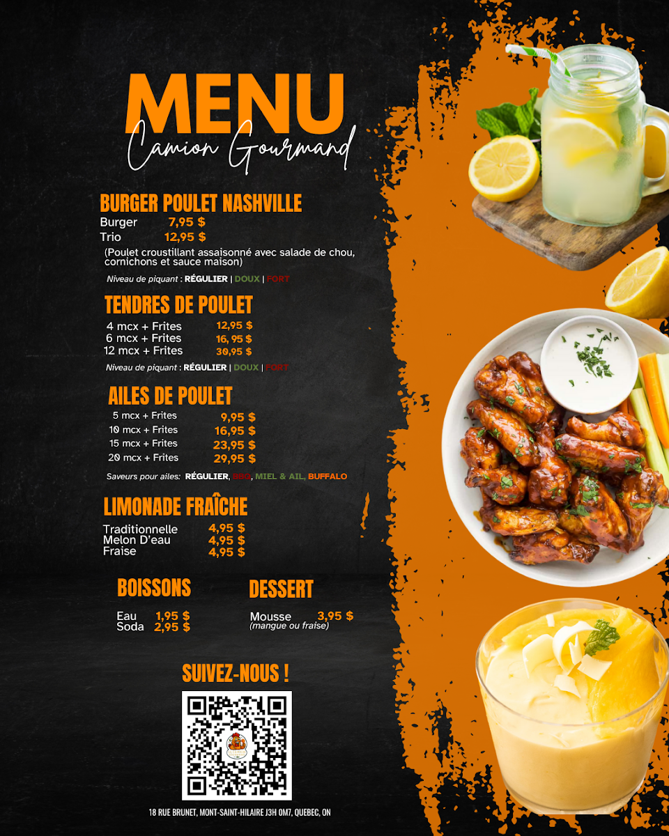 Menu, Le Camion Gourmand