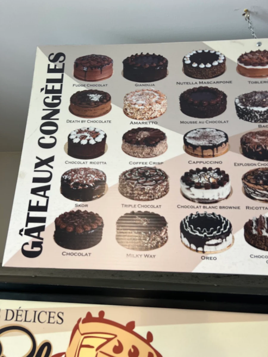 Menu, Les Délices Lafrenaie Montréal-Ouest