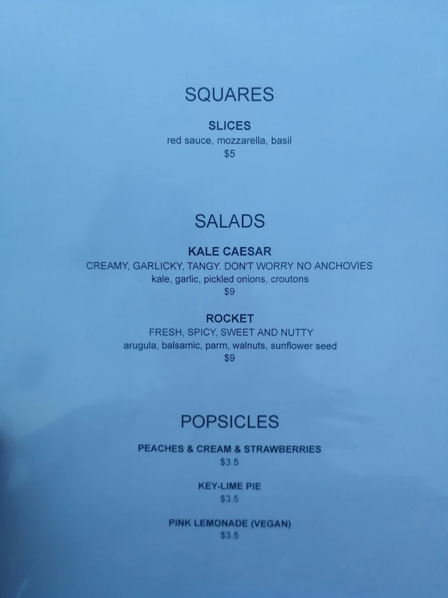 Menu, Pizza Monster