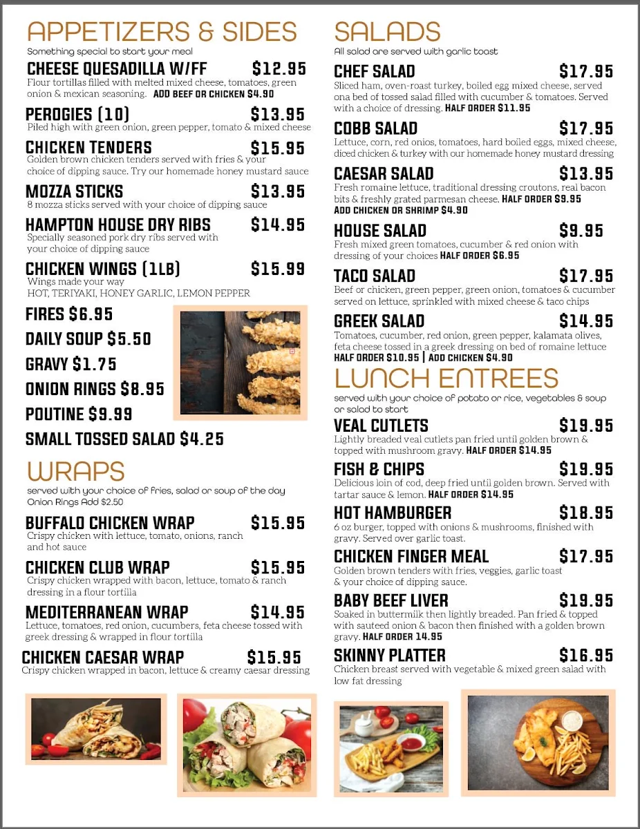 Menu, River Rock Grill