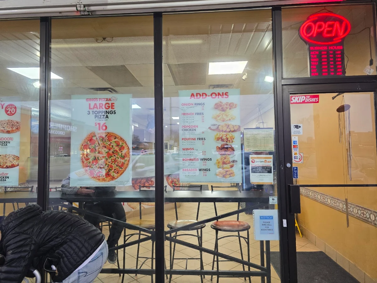 Menu, Gino's Pizza