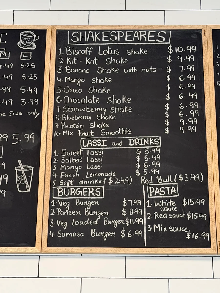 Menu, Let's Chaii (Tamarack)