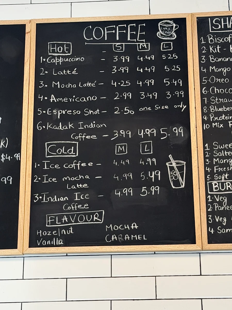 Menu, Let's Chaii (Tamarack)