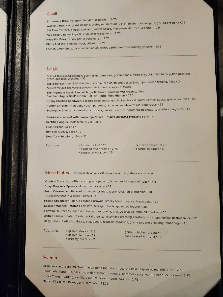 Menu, SALTLIK Calgary