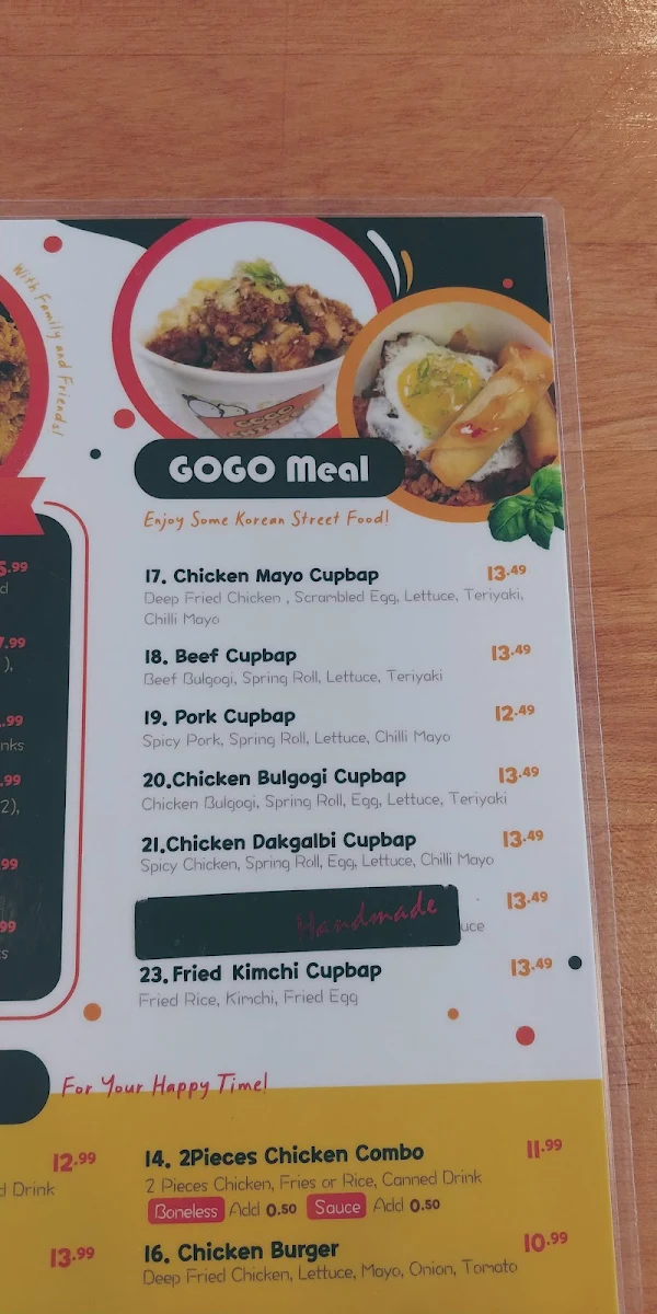 Menu, GOGO CHICKEN