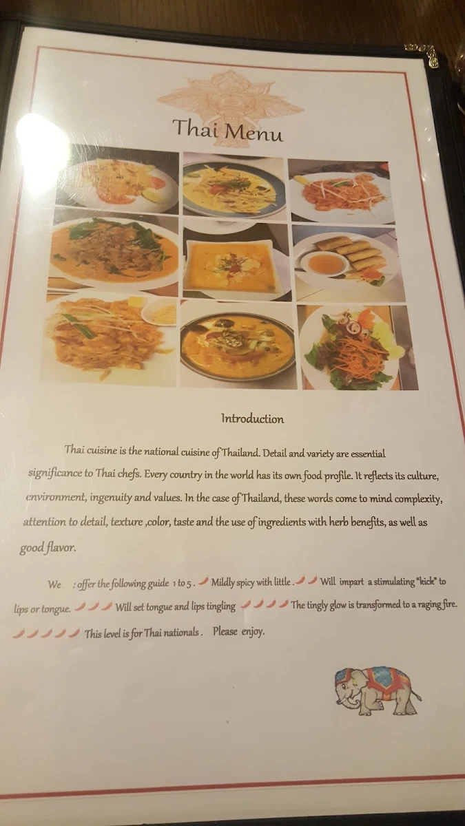 Menu, Family Thai Restaurant