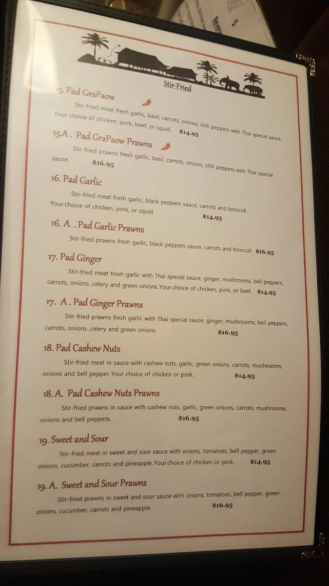 Menu, Family Thai Restaurant