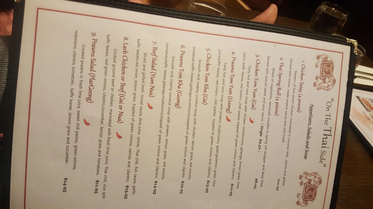 Menu, Family Thai Restaurant