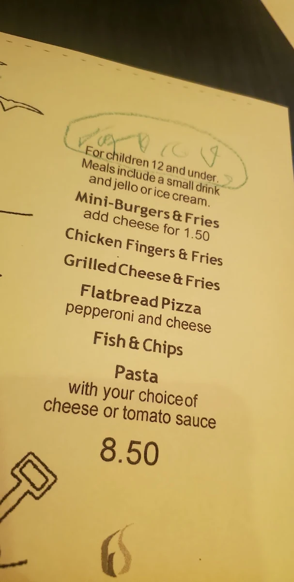 Menu, Fireside Grill and Bar