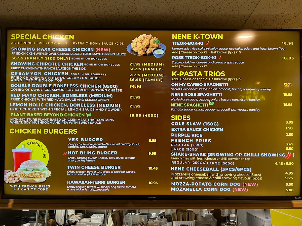 Menu, NeNe Chicken