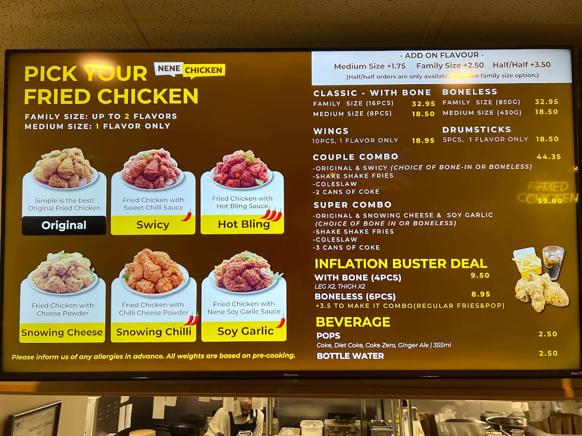 Menu, NeNe Chicken
