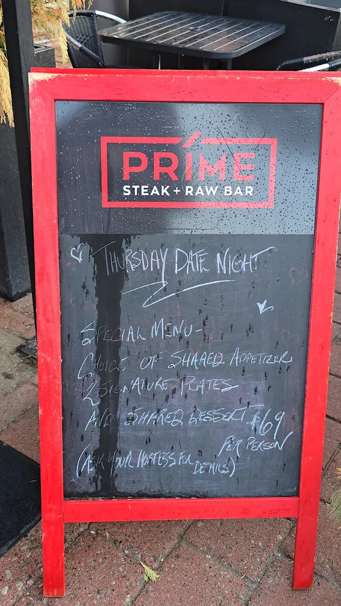 Menu, Prime Steak + Raw Bar