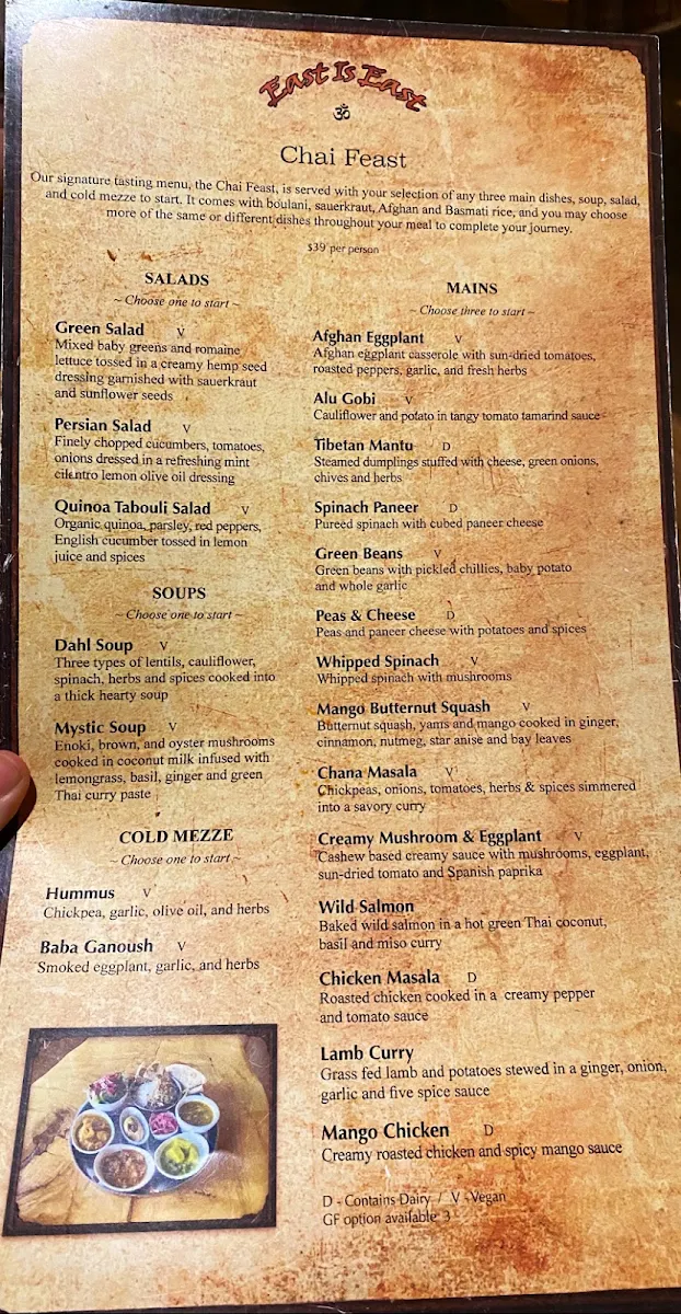 Menu, East Is East