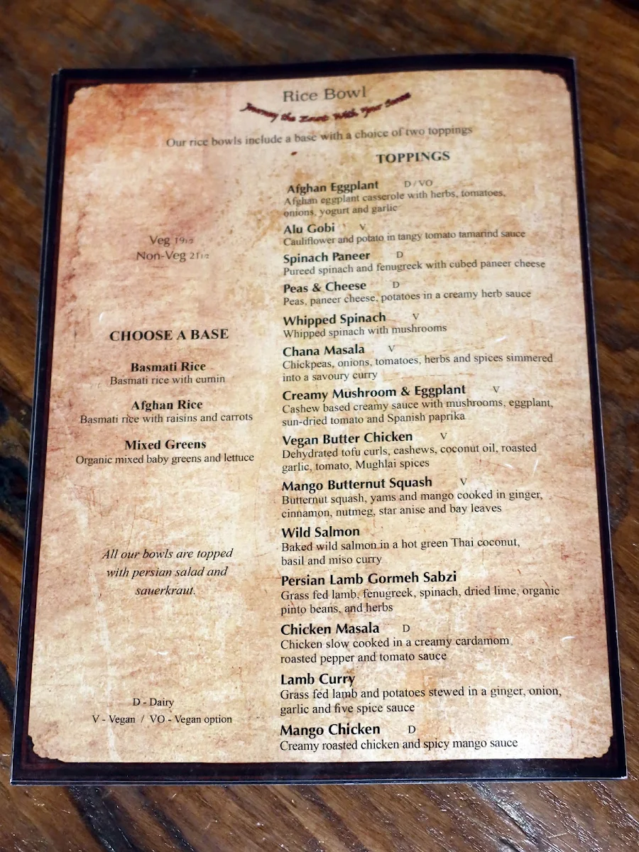 Menu, East Is East